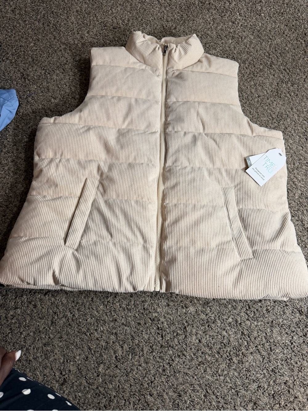 Time and Tru Cream Corduroy Puffer Vest for Kids